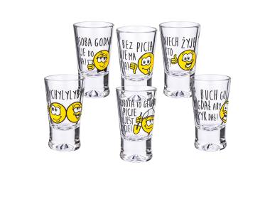 Zdjęcie: Komplet 6 kieliszków wódka Humor buźki 25 ml GLASMARK