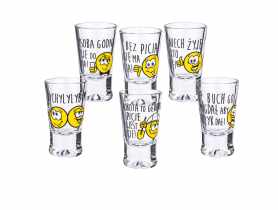 Komplet 6 kieliszków wódka Humor buźki 25 ml GLASMARK