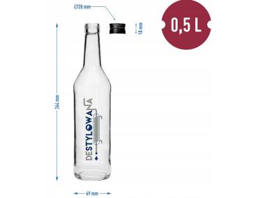 Zdjęcie: Butelka 500 ml z zakrętką i nadrukiem Destylowana 631426 BROWIN