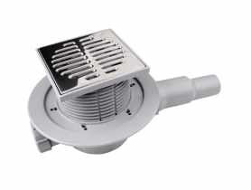 Wpust podłogowy wykonany z abs z odpływem 40/50 mm, kratka ze stali nierdzewnej 115x115 mm MCALPINE