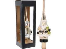 Czubek choinkowy 28 cm złoty mix bałwan lub mikołaj KOOPMAN