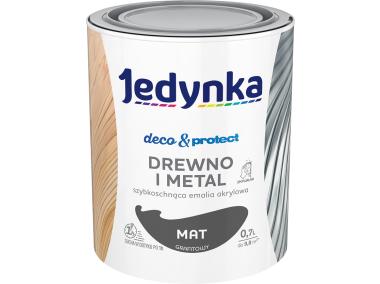 Zdjęcie: Emalia akrylowa Deco&Protect drewno i metal mat grafitowy 0,7 L JEDYNKA