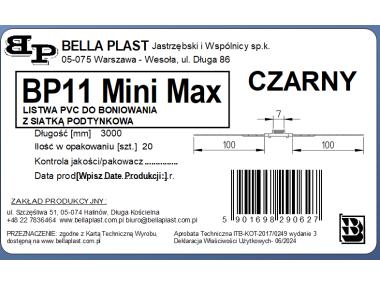 Zdjęcie: Listwa PVC do boniowania z siatką BP11 MINI MAX L300 czarny BELLA-PLAST
