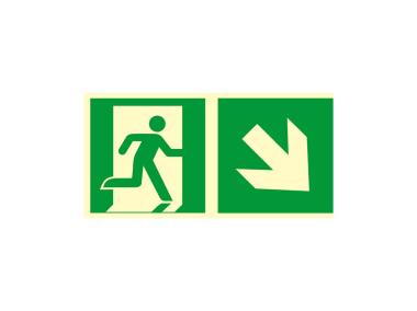 Zdjęcie: Oznaczenie "Kierunek do wyjścia drogi ewakuacyjnej schodami w dół w prawo" 15x30 cm METRO