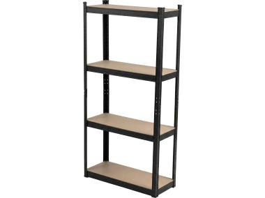 Zdjęcie: Regał metalowy wciskany, 4 półek, 150x75x30, 100 kg, czarny PROFIX