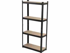 Regał metalowy wciskany, 4 półek, 150x75x30, 100 kg, czarny PROFIX