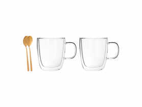 Kubki termiczne Andrea 350 ml - 2 szt. + 2 łyżeczki złote ALTOMDESIGN