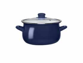 Garnek emaliowany 20 cm - 2,7 L granatowy z pokrywą szklaną ALTOMDESIGN
