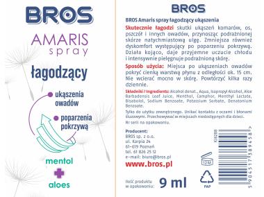 Zdjęcie: Spray łagodzący ukąszenia Amaris 9 ml BROS