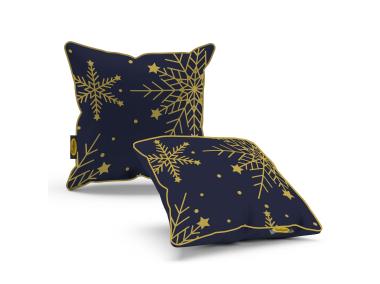 Zdjęcie: Poduszka welwetowa świąteczna 45x45 cm granatowo-złota EUROFIRANY