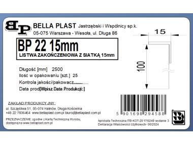 Zdjęcie: Listwa PVC zakończeniowa z siatką BP22 L250 15 mm biała BELLA PLAST