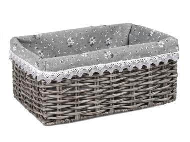 Zdjęcie: Szuflada z technorattanu z materiałem 28x18x12 cm szara TIN TOURS