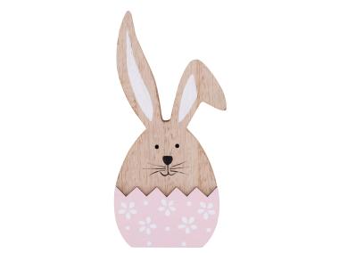 Zdjęcie: Figurka drewniana Zajączek w różowym jajku 8,5x20x2cm ALTOMDESIGN