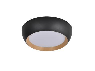 Zdjęcie: Lampa sufitowa Abruzzo plafon czarno drewniany klosz biały CANDELLUX