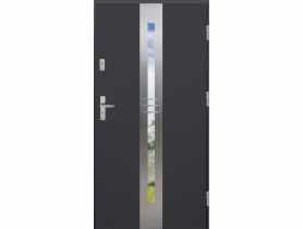 Drzwi zewnętrzne stalowo-drewniane Disting Otello 06 Antracyt 100 cm prawe KR CENTER