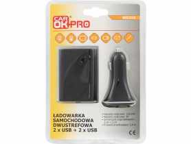 Ładowowarka samochodowa dwustrefowa 2+2 USB4 2A + kabel CAR OK