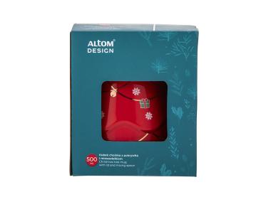 Zdjęcie: Kubek choinka czerwona 500 ml z pokrywką i mieszadełkiem ALTOM DESIGN