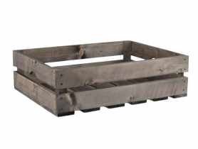 Skrzynka drewniana 52x40x15,5 cm szara TIN TOURS