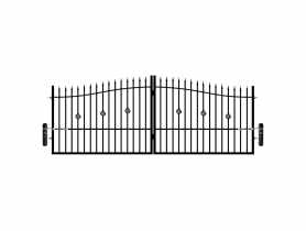 Brama dwuskrzydłowa Liwia 4x1,3-1,5 m stal ocynk ral 9005 z automatem POLBRAM