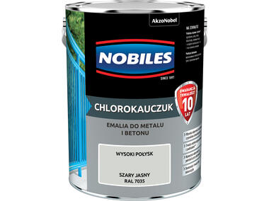 Zdjęcie: Farba emalia chlorokauczukowa 5 L szary jasny NOBILES