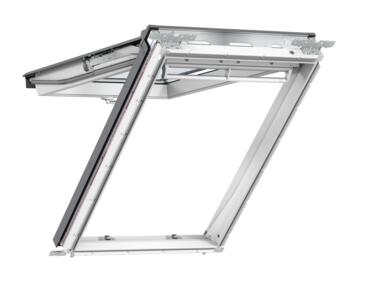 Zdjęcie: Okno elektryczne GPU 006621A drewniano-poliuretanowe klapowo-obrotowe, 78x140 cm VELUX