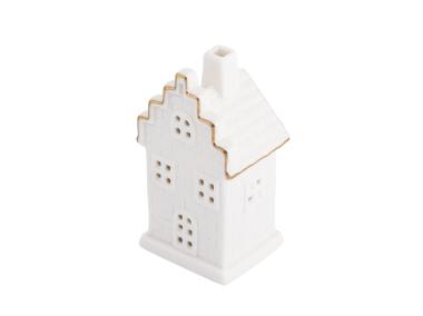 Zdjęcie: Domek ceramiczny LED 6x5x11 cm biały ze złotą linią ALTOMDESIGN