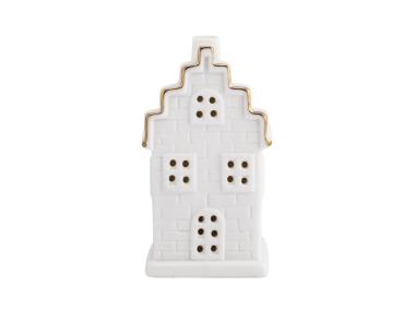 Zdjęcie: Domek ceramiczny LED 6x5x11 cm biały ze złotą linią ALTOMDESIGN
