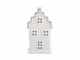 Domek ceramiczny LED 6x5x11 cm biały ze złotą linią ALTOMDESIGN