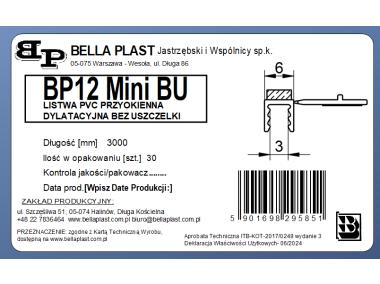 Zdjęcie: Listwa PVC przyokienna, dylatacyjna, tynkarska bez uszczelki BP12 MINI BU L300 6/3 biały BELLA-PLAST