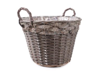 Zdjęcie: Kosz z uchwytami z folią do obsadzania kwiatami 38x25/32 cm duży TIN TOURS