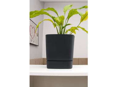 Zdjęcie: Donica z podstawką Clima 250x250 mm recycled, czarny LAMELA