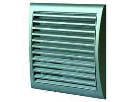 Kratka wentylacyjna z siatką, regulowaną żaluzją i okrągłym kołnierzem, 193x188/125 mm satyna VENTS
