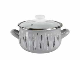 Garnek emaliowany Pyza Dekor Autumn 18 cm - 2,8 L szary EMALIA PLESZEW