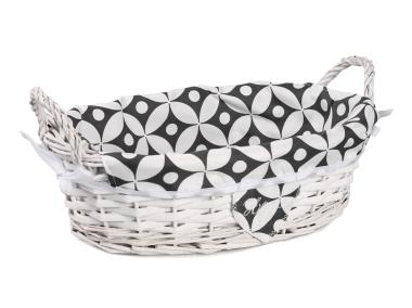 Zdjęcie: Koszyk wiklinowy z uchwytami 35x25x11/16 cm biały TIN TOURS