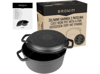 Zdjęcie: Garnek żeliwny z patelnią 5 L BROWIN