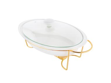 Zdjęcie: Naczynie do zapiekania Regular owalne 1500 ml na pogrzewaczu w kolorze złotym ALTOM DESIGN