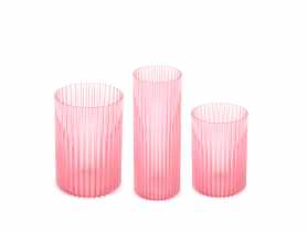 Zestaw wazonów Nemo, 3 sztuki, różowy transparentny LAMELA