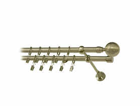 Karnisz podwójny Zeus fi 19 mm - 200 cm kula złoto folia KARWEL