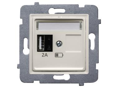 Zdjęcie: Ładowarka USB A (A-10 W) bez ramki Rosa ecru POLMARK