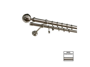 Zdjęcie: Karnisz podwójny Zeus fi 25 mm - 320 cm kula nikiel KARWEL
