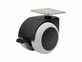 Kółko meblowe 50 mm, 40 kg, płyta mocująca z hamulcem do paneli METRO