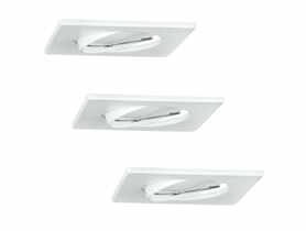 Oprawki ruchome LED Olin stal 3in1 kwadrat białe 3pak POLUX