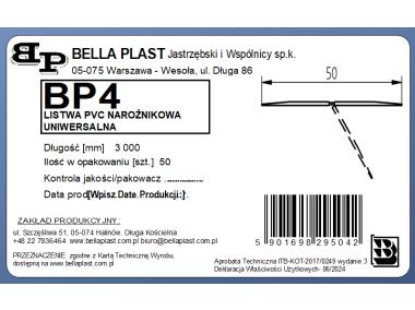 Zdjęcie: Kątownik PVC uniwersalny BP4 L300 BELLA PLAST