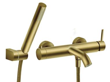 Zdjęcie: Zestaw Ciriculus natryskowy z baterią wannową złoto szczotkowane FERRO