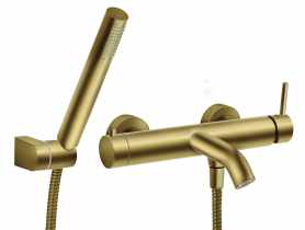 Zestaw Ciriculus natryskowy z baterią wannową złoto szczotkowane FERRO