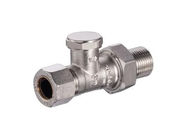 Zdjęcie: Zawór grzejnikowy powrotny prosty 1/2" z przyłączem zaciskanym do rury miedzianej 15 mm CALIDO