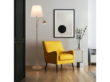 Zdjęcie: Lampa podłogowa Artemis plus, złota podstawa, biały abażur ADRILUX