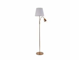 Lampa podłogowa Artemis plus, złota podstawa, biały abażur ADRILUX