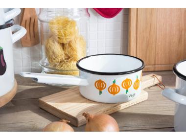 Zdjęcie: Rondel modern vege cebula emaliowany z trzonkiem 1 L - 14 cm biały SILESIA