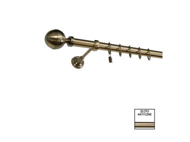 Zdjęcie: Karnisz pojedynczy Zeus fi 25 mm - 200 cm kula złoto KARWEL